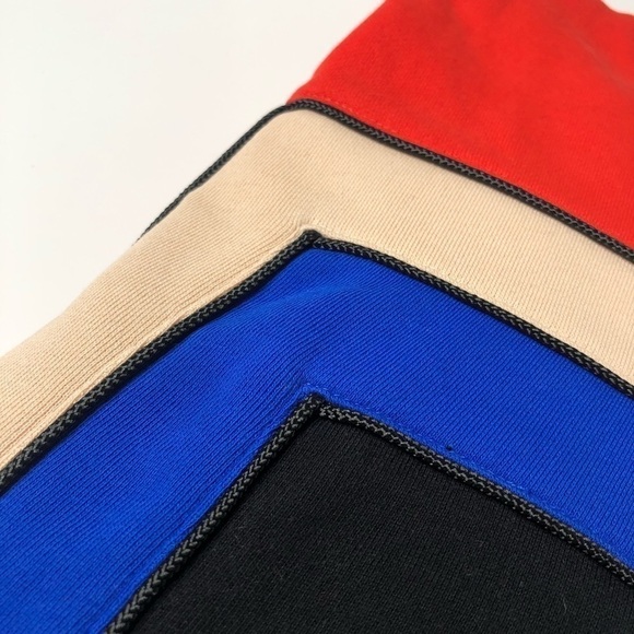 RARE P.E Nation Unisex Blue Red Black Tan Colorblock Crewneck Trendy Sweater - Picture 8 of 13